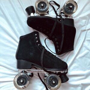 Black Suede Roller Skates